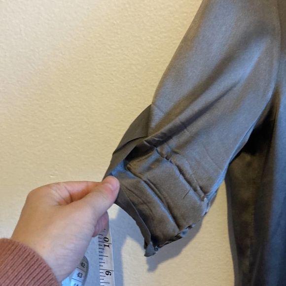 Theory Charcoal Pure Silk Short Sleeve Button Down Tunic Dress - Picture 4 of 8